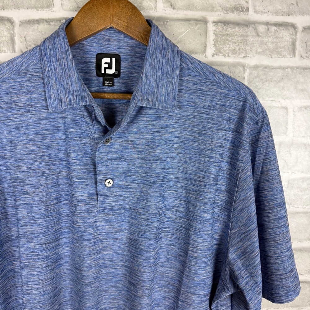 FootJoy Mens Blue Space Dye Lisle Golf Polo Shirt Size Large Short Sleeve FJ